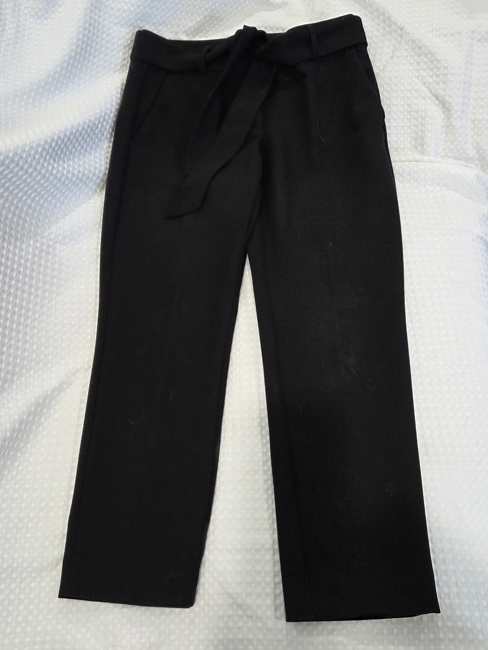 LOFT Black Tie-Waist Ankle Pants